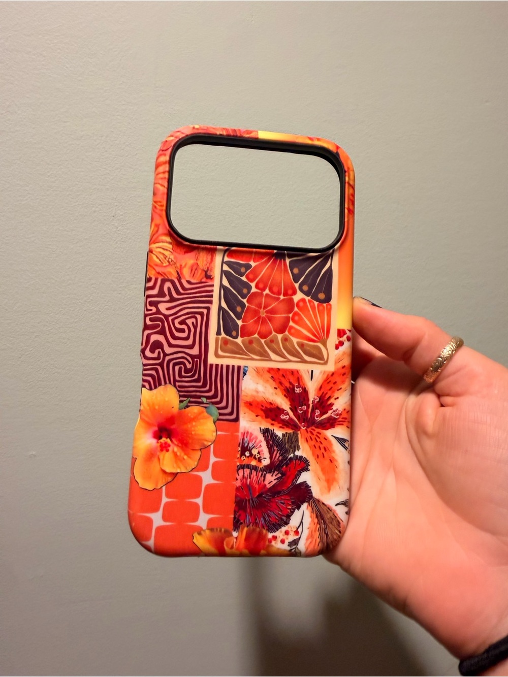 iPhone 17 pro Floral Orange Mosaic Phone Case